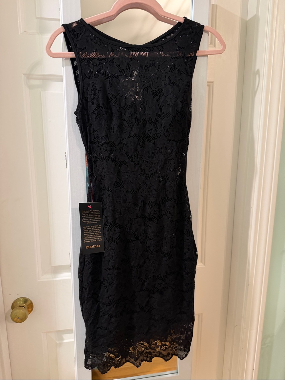 Bebe Black Lace Sheath Dress With Cutouts